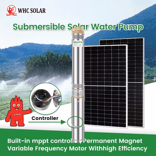 Neuestes Upgrade AC/DC-Hybrid-MPPT-Controller 6-Zoll-Edelstahl-Laufrad Solarbetriebene Kreisel-Tauchpumpe