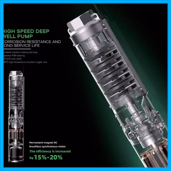 Tiefbrunnenpumpe Hybrid AC DC Solarwasserpumpe Tauchbohrlochwasserpumpe